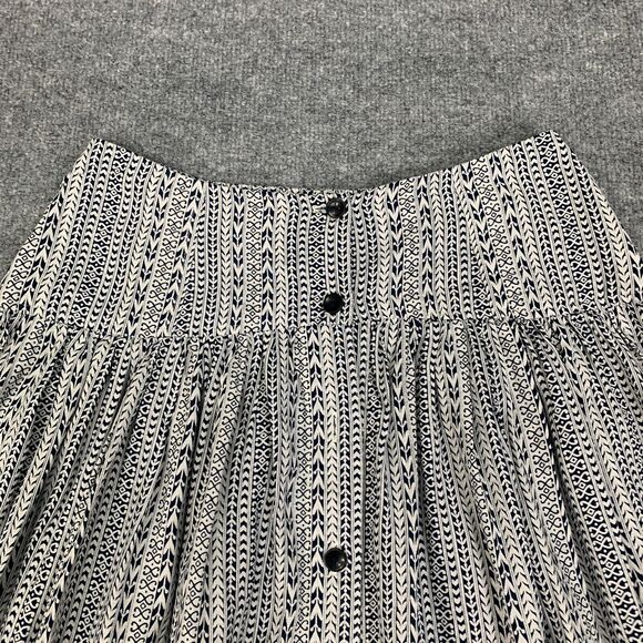 Joie Skirt Womens 10 White Navy Brixerly Linen Blend Eyelet Hem Button Front - Picture 3 of 11